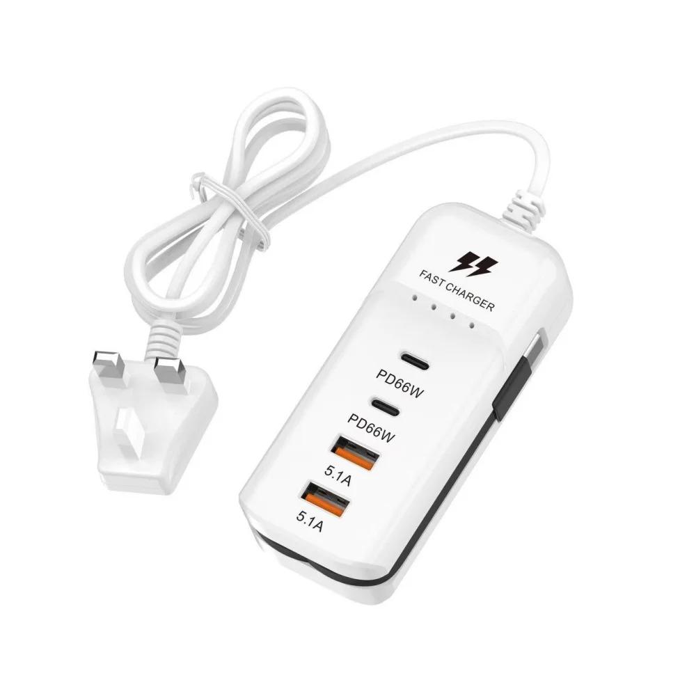 66W 4 Port USB PD Fast Charger QC30 Type C USB A High Speed Charging Station For iphone samsung For Phones Tablets EU US Plug
