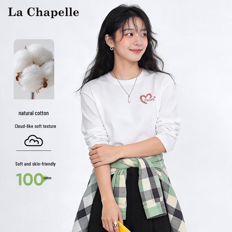 

La Chapelle Women s Loose Fit Pure Cotton Long Sleeve Top with Heart Print L