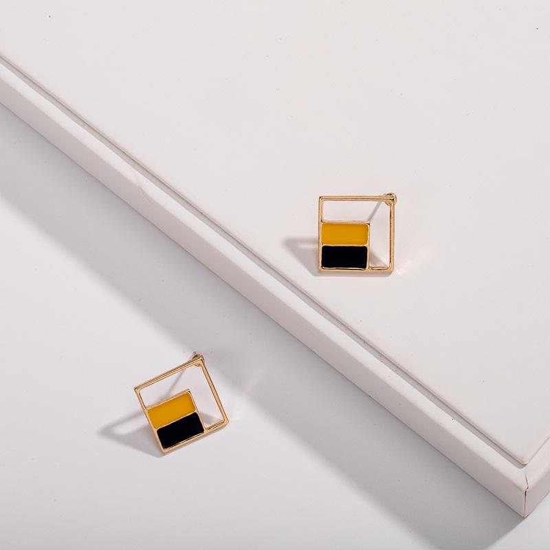 Korean Geometric Enamel Drop Earrings - Fashionable, Versatile, and Trendy Street Style for Women