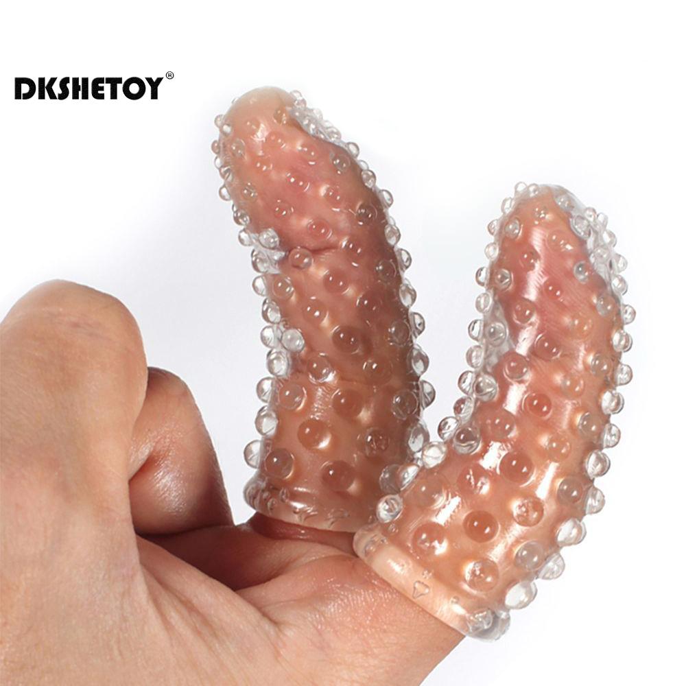Clitoris stimulator Finger Sleeve condoms G Spot Massage Masturbation adult game Spike Dotted Condoms sex toys for couples