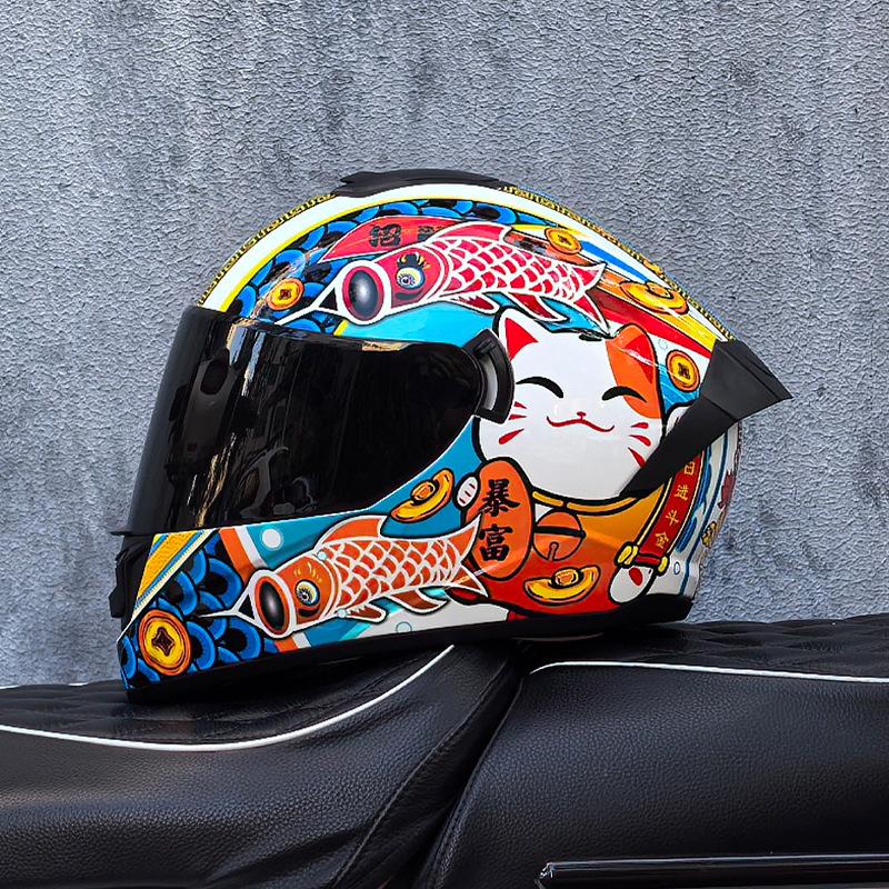 Imitation Street Car Helmet Men's Motorcycle 3C Electric Vehicle Full Helmet Autumn and Winter Knight Double Mirror Riding