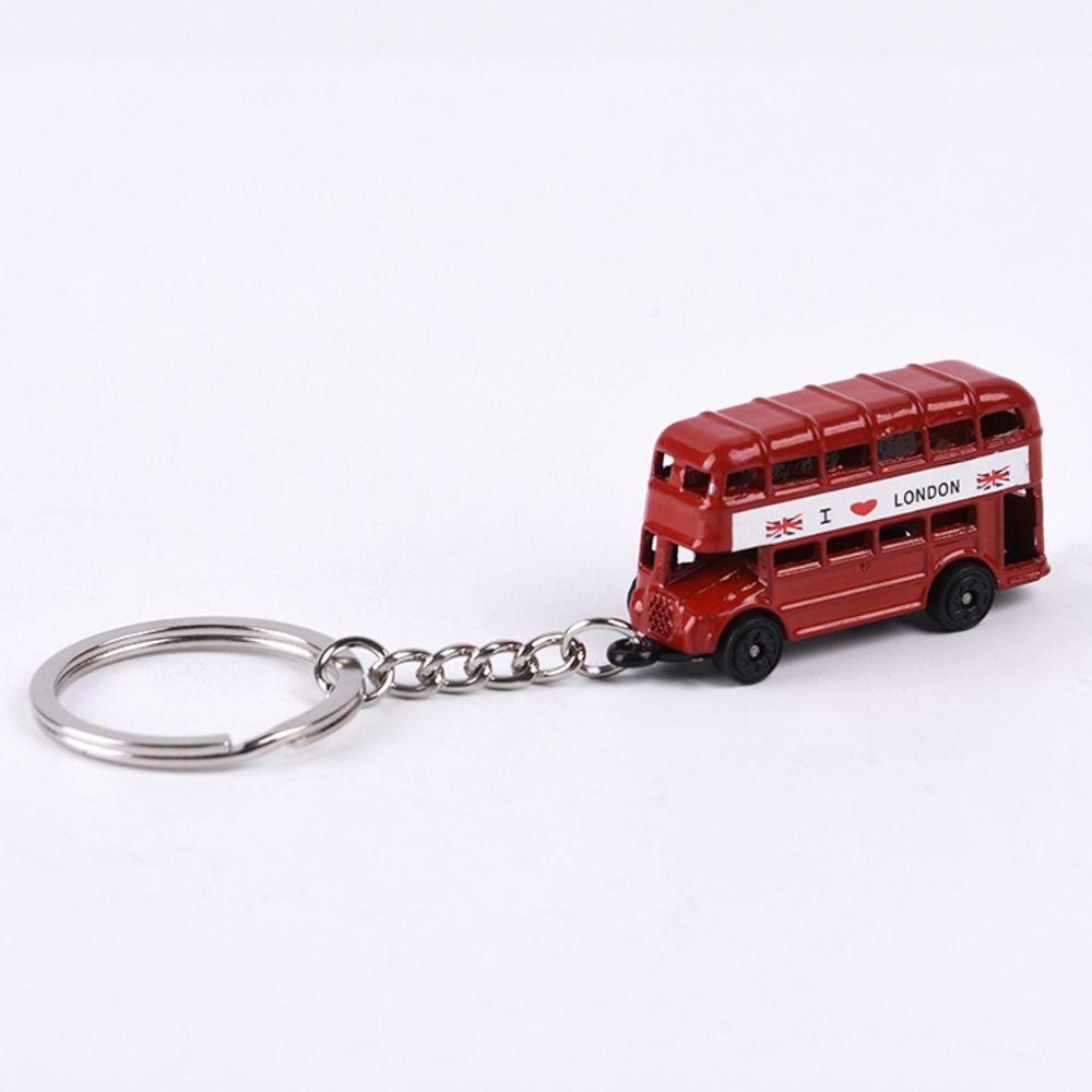 Creative Zinc Alloy England Keychain Bag Accessories O-Shaped Buckle London Keychain Vintage Bus Keyrings Gift Idea