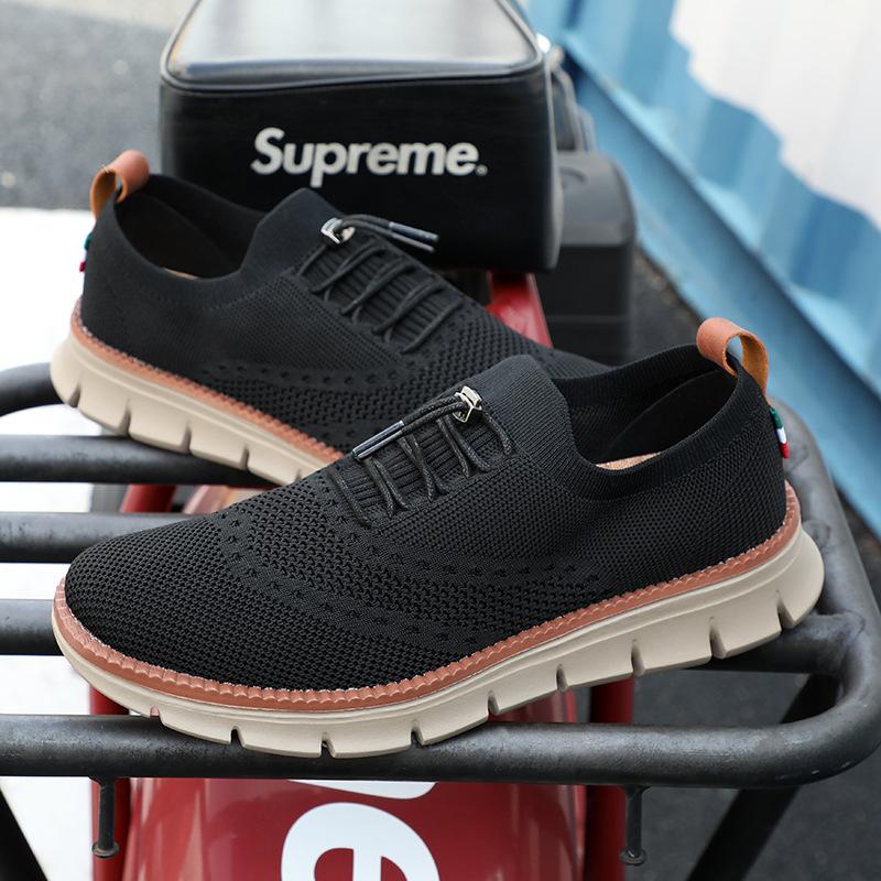 Large size spring and autumn new British style casual shoes breathable sports shoes fly-woven mesh shoes