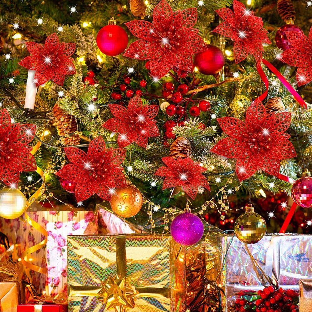 Supplies Party Poinsettia Christmas Decoration Christmas Flowers Xmas Supplies Xmas Tree Ornaments