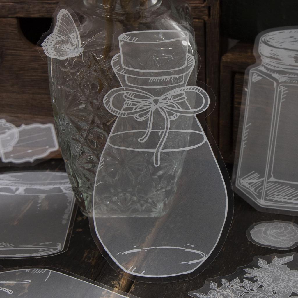 40 Pcs Lace Bottle Stickers Pack Journal Supplies Notebook DIY Background Decor Scrapbook Stickers Aesthetic Stationery
