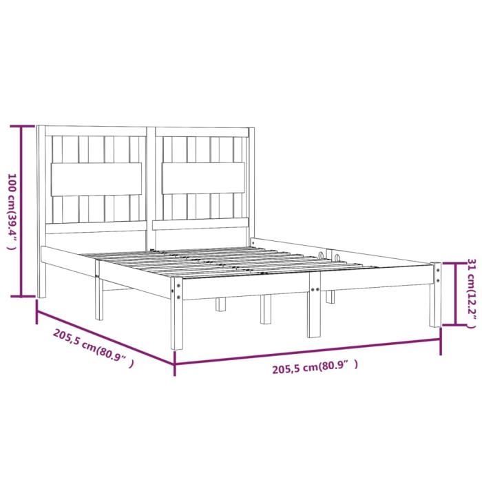 VidaXL Cadre de lit Bois de pin massif 200x200 cm 3103953