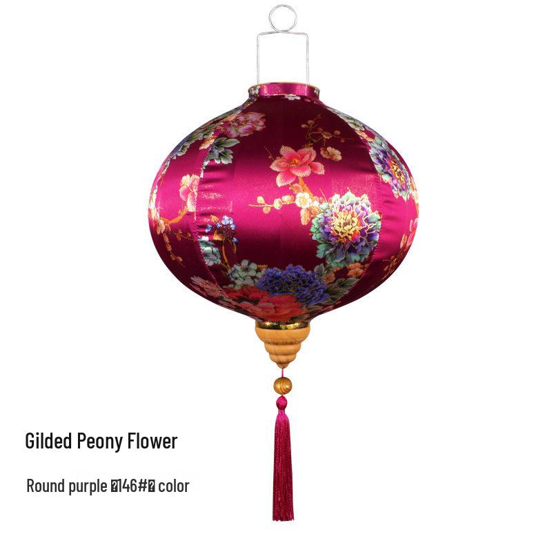 Gold-Edged Peony Palace Lantern - Chinese Style for New Year, Spring Festival, Weddings, Outdoor, or Housewarming Decor