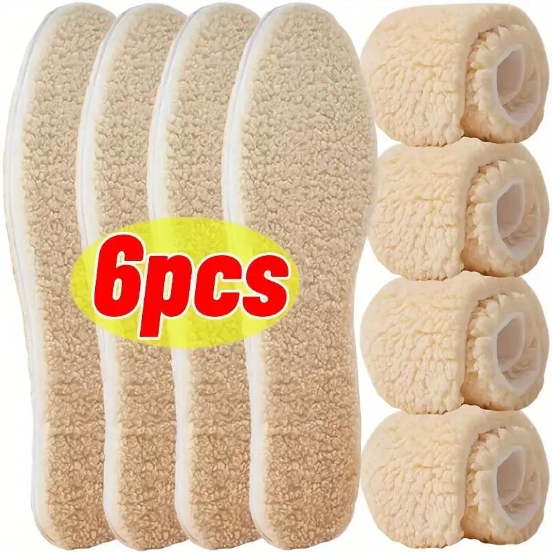 

6pcs Thick Fleece Winter Insoles – Warm, Sweat-Absorbing, and Insulated for Snow Boots, Men and Women 45 бежевый