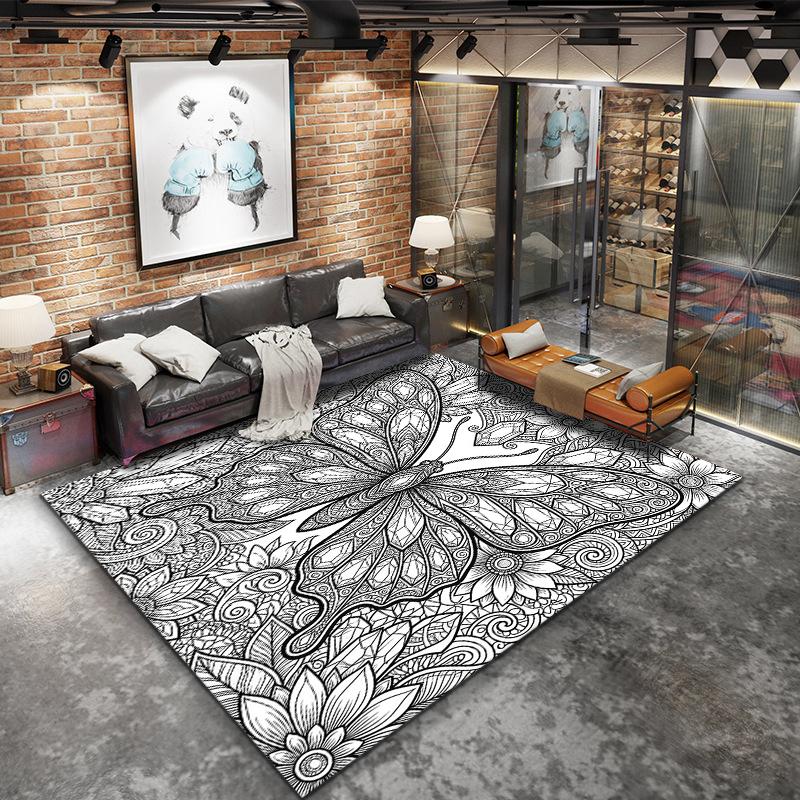 Black White Animals Pattern Square Carpet,Area Rug,Carpet Rug for Living Room Bedroom Sofa Playroom Decor,Non-slip Floor Mat,Holiday Birthday Gifts