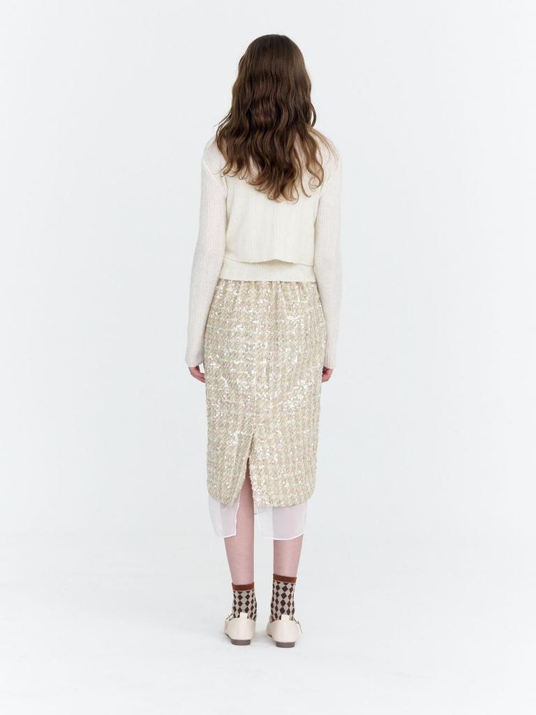 Fabric Seoul Wool Tweed Spangle Skirt