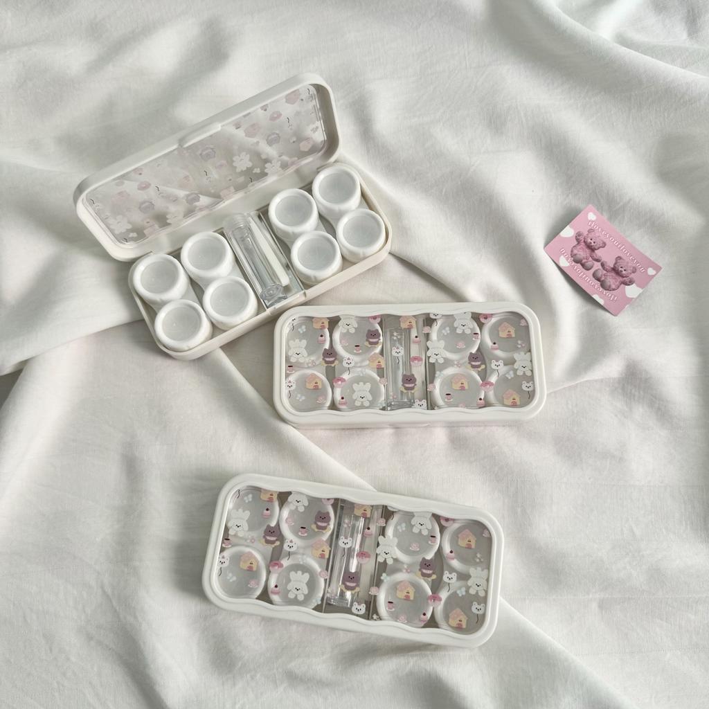 Contact Lenses Case Travel Beauty Case Ins Cute Animal Contact Lens Box Contact Lens Companion Care Box with Glasses Tweezers