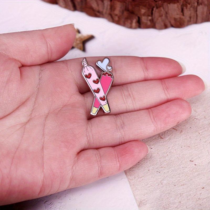 Flash Heart Badge Brooch Smoke Enamel Supporting Fan Pin