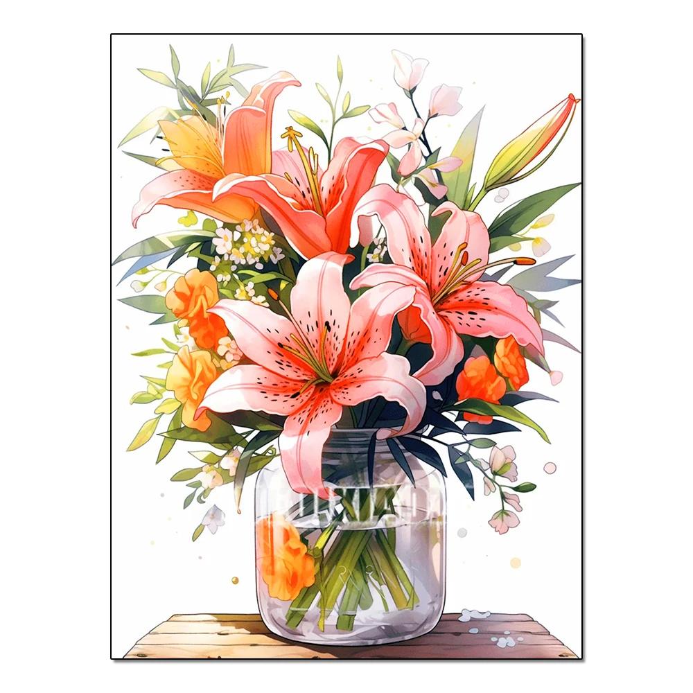 Full Flower Series Diamond Painting Tulip Daisy Diamond Mosaic Embroidery Art Watercolor Picture Handmade Home Decoration Diy