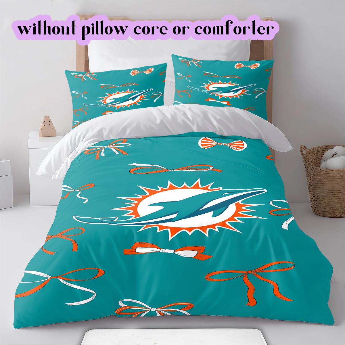 

Miami Dolphins Pattern Bedding Quilt Set Quilt Cover Pillowcase Home Decoration Birthday Gift (1 * duvet cover + 2 * pillowcase, without core) 260x240cm
