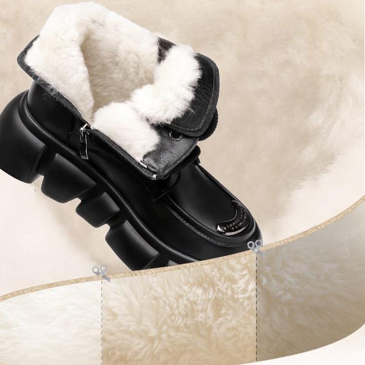Fur Integrated Snow Boots for Women Winter Cotton Boots Thick Soled Boots for Women Short Boots Thick and Warm Cotton Boots