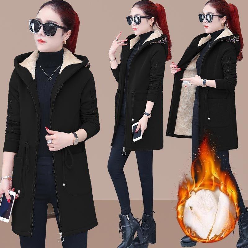 Thick Velvet Lamb Plush Coat for Women Autumn and Winter Large Size Trendy Loose Mid-length Cardigan Sweatshirt