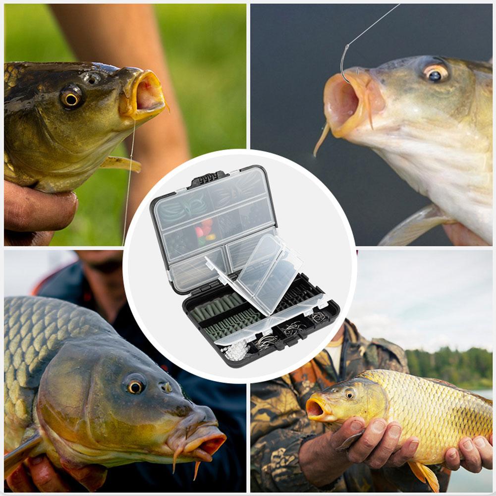 277Pcs Carp Fishing Accessories with Storage Box Carp Fishing Rigs Assortment Rust Proof Swivels Terminal Rigs Fishing Gear Set
