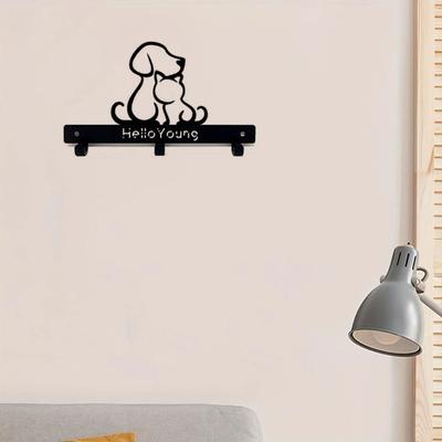 1 pezzo Appendiabiti in Metallo Sagoma Cane e Gatto Appendi Cappotto Chiave Guinzaglio Supporto a Parete Organizer Porta Asciugamani Scaffale di Stoccaggio Scaffale di Stoccaggio Ferro