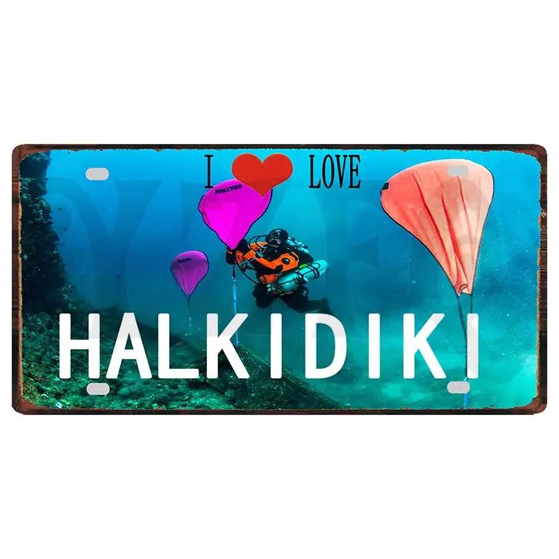 YZFQ30X15CM Egypt Ibiza Munich  Halkidiki  Minorca City Island Metal Tin Sign Travel Souvenir Wall  Home Carft Decor DC-1369B