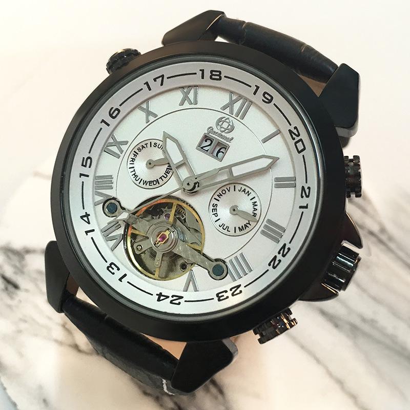 

Новые мужские механические часы высшего бренда Турбийон Автоматические механические Мужские модные Двойной календарь Мужские наручные часы