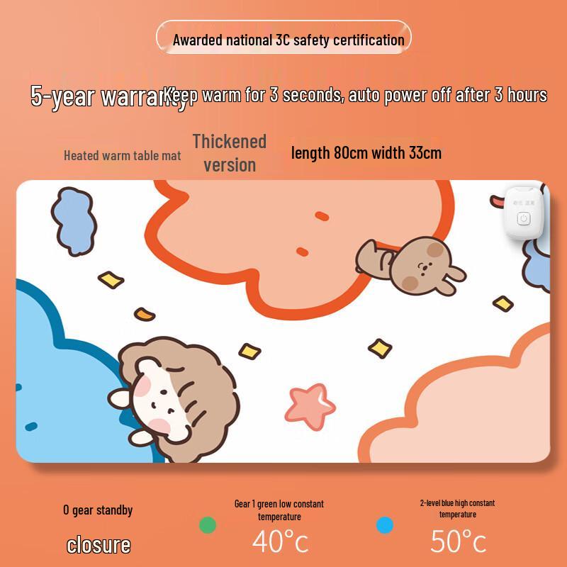 Heated Oversized Desk Pad & Mouse Mat with Timer