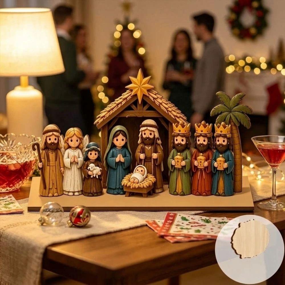 Vintage Rustikales Weihnachten Krippe Holzschild Christliche Weihnachten Krippenszene Dekoration Xmas Party