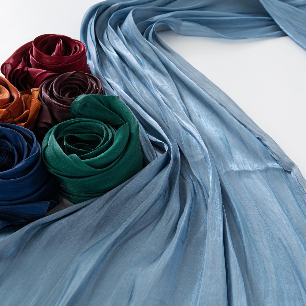 Solid Color Long Scarf Lightweight Thin Shawl Soft Polyester Neck Scarf for All Seasons Muslim Headscarf