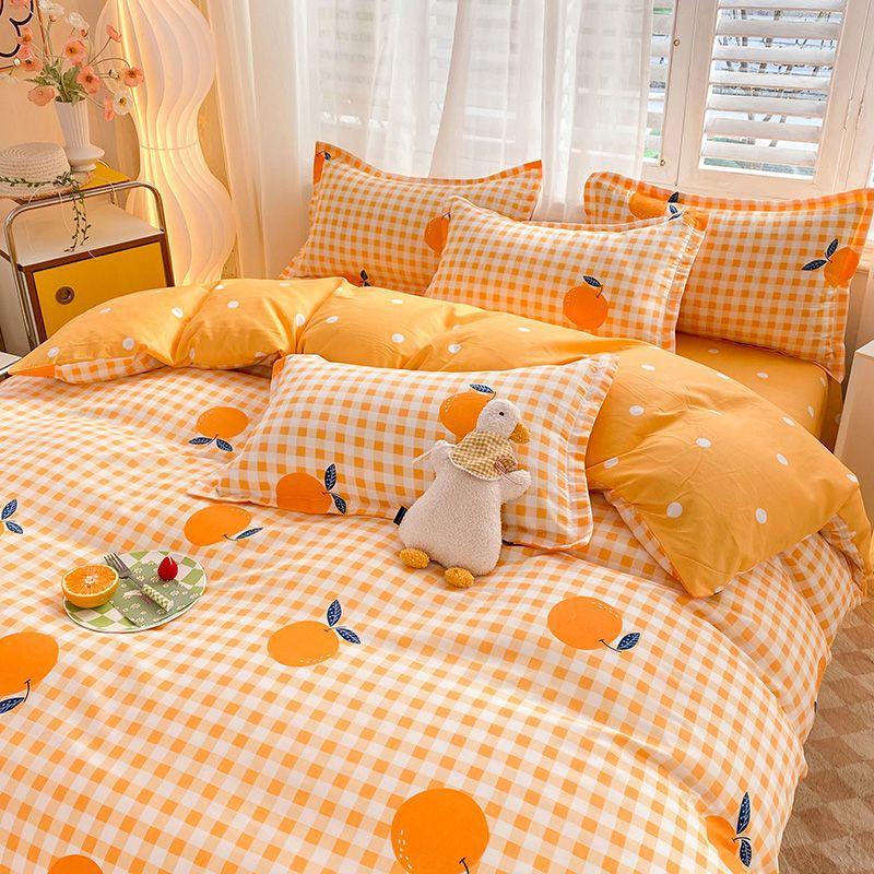 Cartoon Dormitory Three-piece Set Single Bedding Quilt Cover Double Bed Sheet Four-piece Set