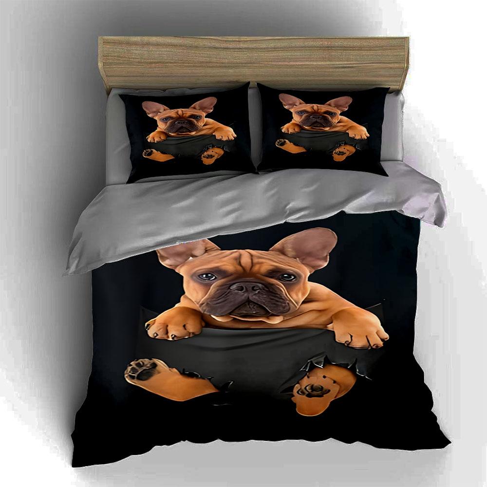 French Bulldog Illustration. Bedding Duvet Cover Sets Duvet Covers Pillowcases Gifts (1 * Duvet Cover 2 * Pillowcases, Without Duvet Insert)
