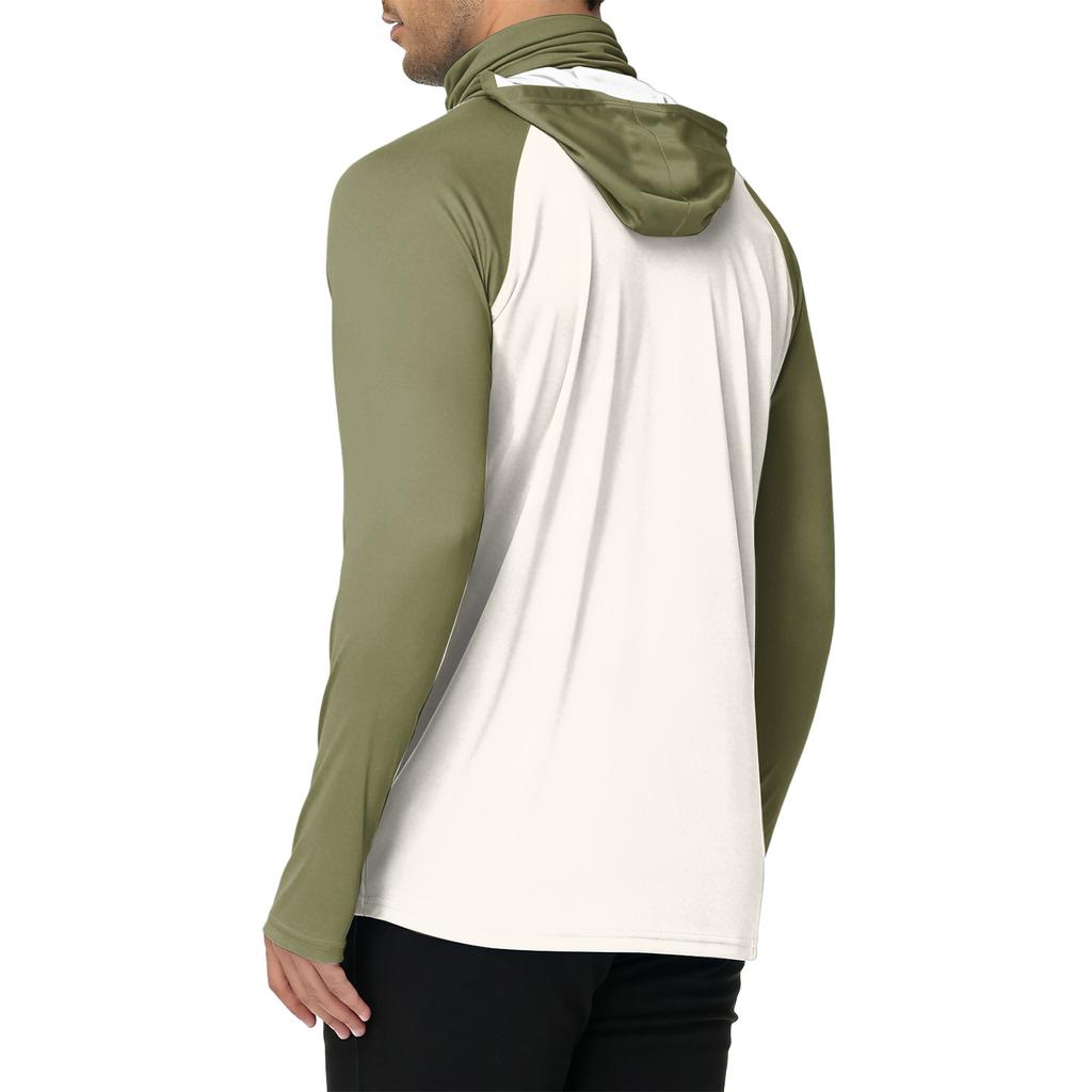 Men's Outdoor Hooded Long Sleeve Sun Protection Shirt Lightweight Breathable Quick Dry Sports Top for Hiking Camping Fishing