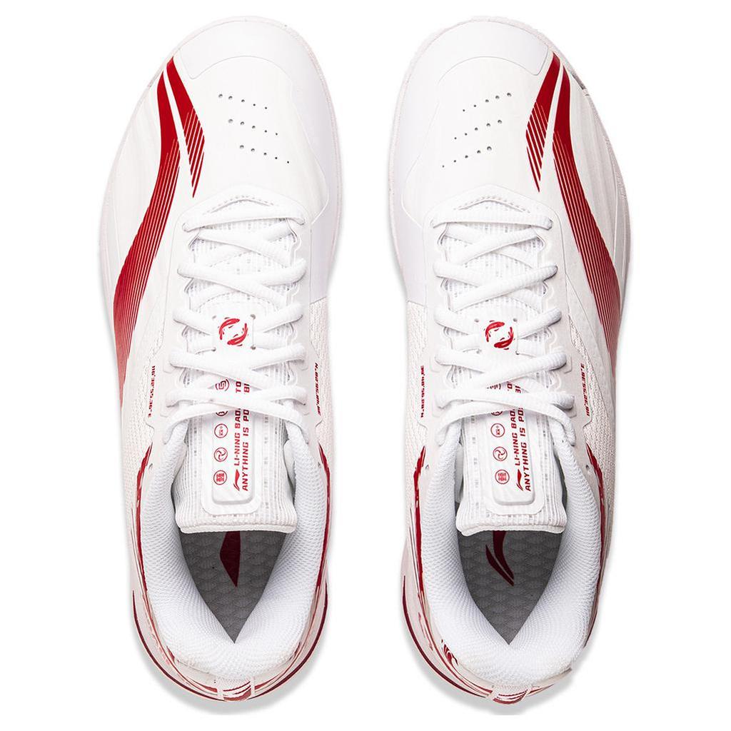 Li Ning Rubber Soft Comfortable Non-Slip Breathable Low-Top Badminton Shoes Unisex Shoes White Red AYZU021-1
