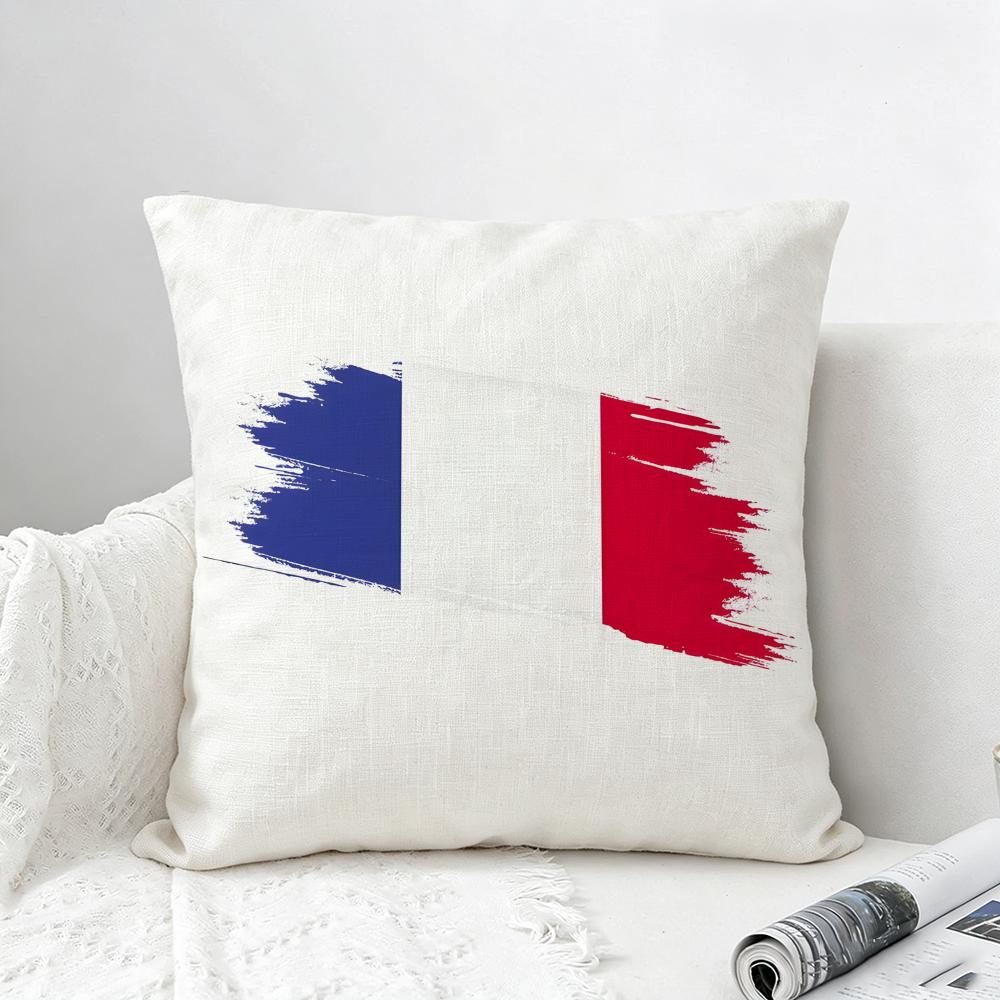 Flagge Frankreich Flagge Kissenbezug Natürliches Leinen Kissenbezug Set All-in-One Dekoration für Sofa Schlafzimmer Stuhl