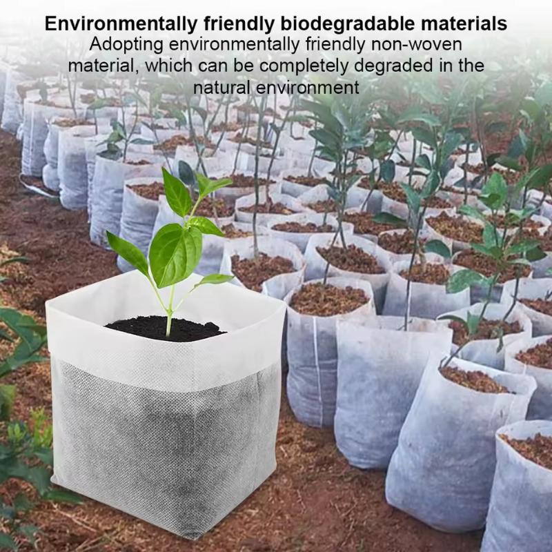 100 Stück biologisch abbaubare Anzuchttüten, Vlies-Pflanzen-Wachstumstaschen, Stoff-Setzlingtöpfe, Pflanzenbeutel, Heim-Gartenbedarf