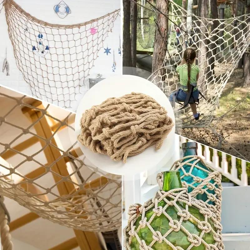 Garten Pflanzenkletterhilfe Juteseilnetz Windspiel Hängedekoration 10,76 Quadratfuß Retro-Stil Dekoration