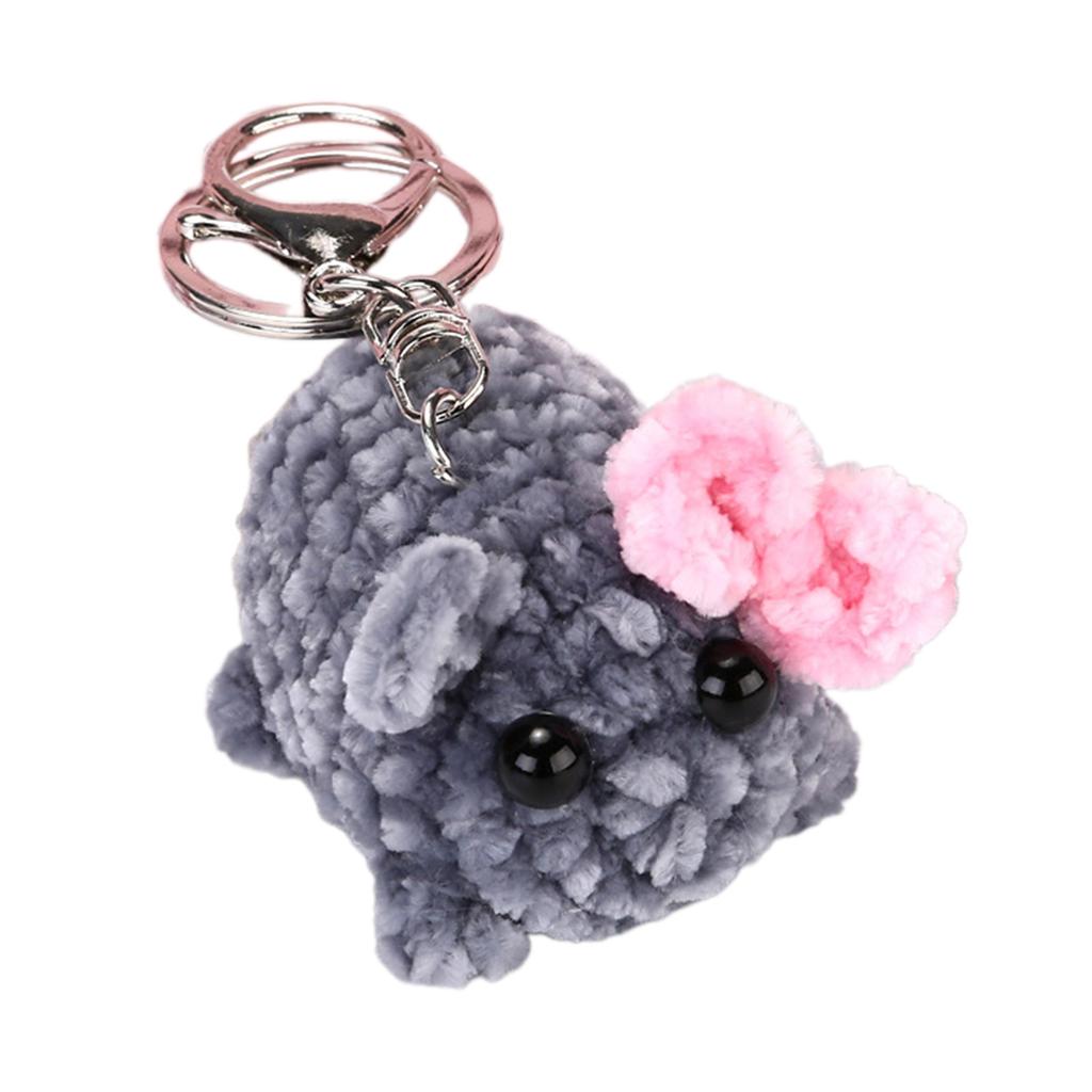 Lovely Squeaky Hamster Keychain with Violin Sound Sturdy Handknittes Plush Toy Charm for Bag and Car Decoration