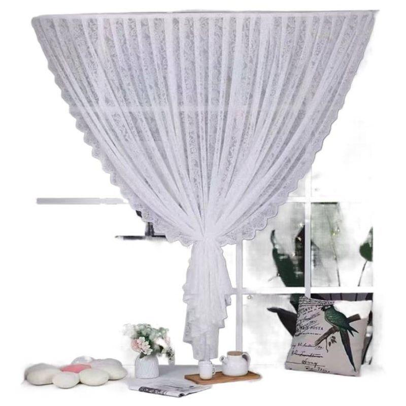 Velcro Rococo Gauze No-Punch Curtain: Light-Filtering, Sun-Protective, Non-See-Through for Bay Windows/Bedroom/Balcony.