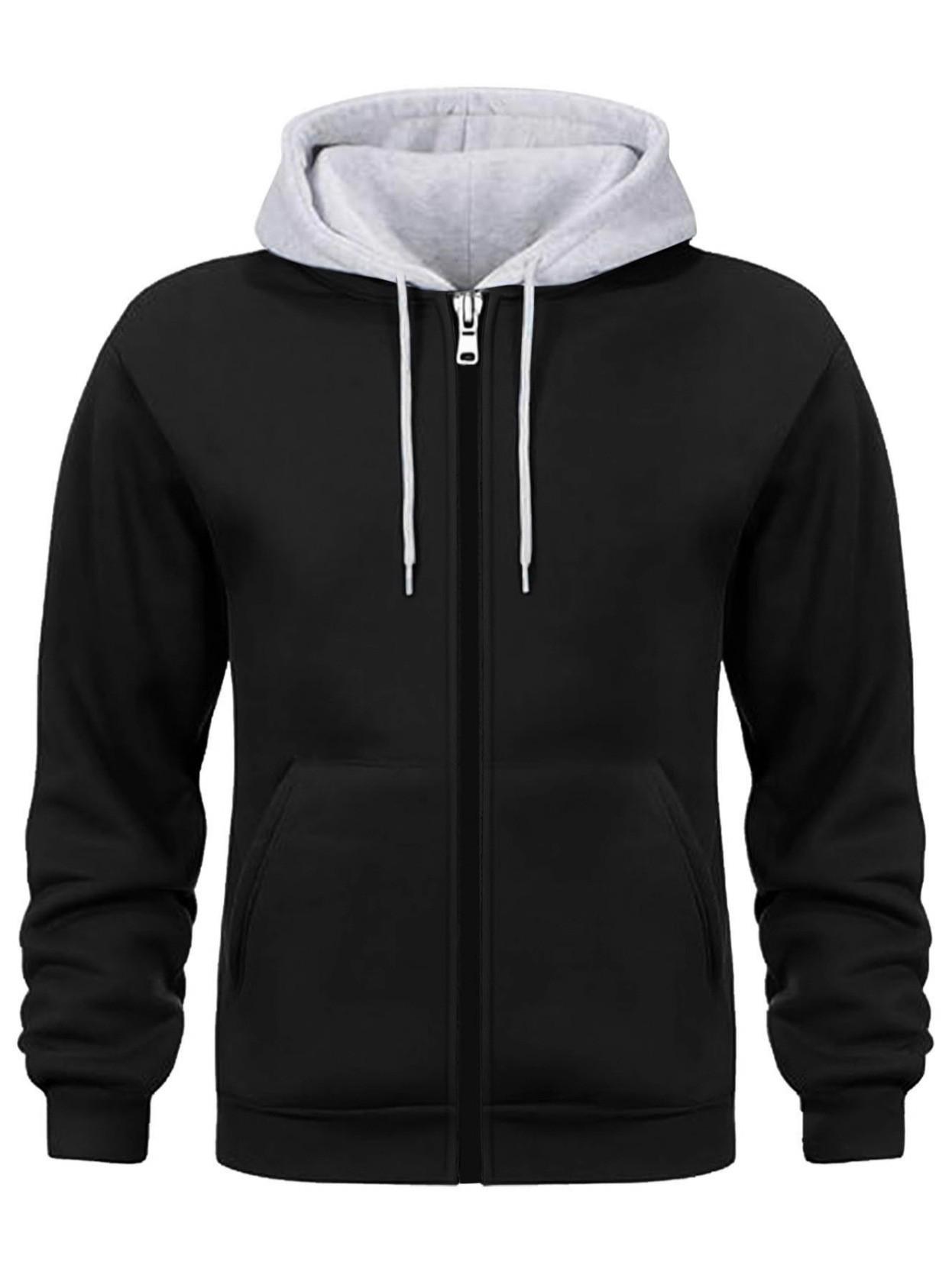 

Men s Trendy Color-Block Hooded Sweatshirt, Loose Fit, Plus Size Casual Sportswear XL чорний