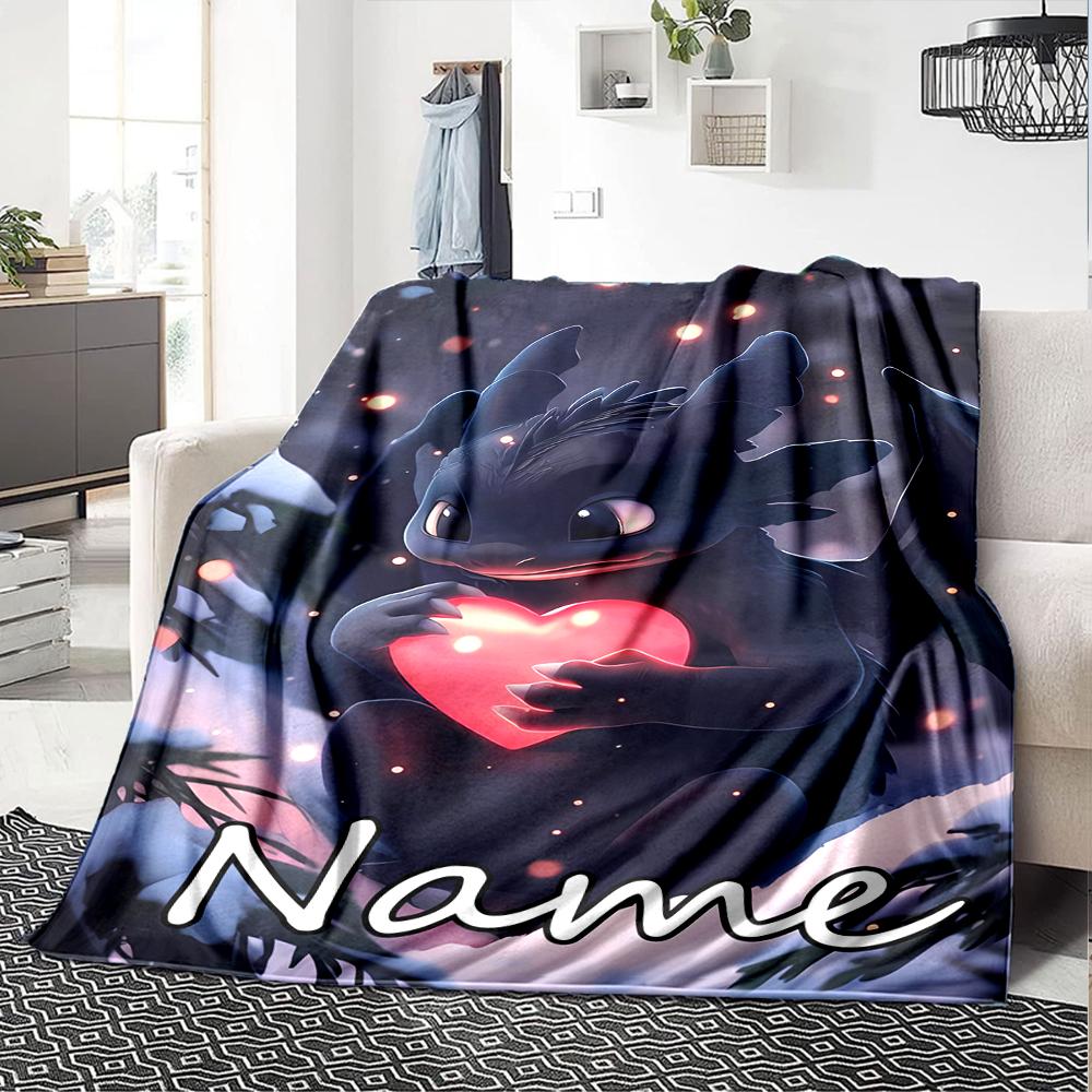 Customiz Name Personality How To Train Your Dragon Toothless Blanket Soft &Warm Sofa Office Bed Travel Lunch Break Blanket, Gift Suitable All Seasons