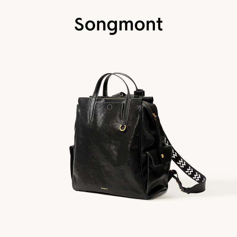 Versatile small backpack, gender-free light luxury retro vegetable tanned leather inch computer bag