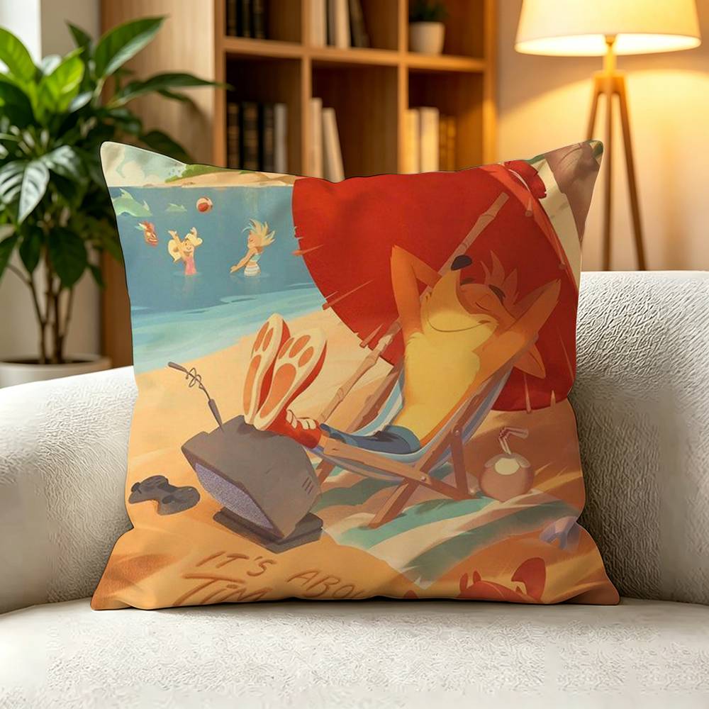 CCCrash Bandicoot Classic Orange Marsupial Square DoubleSided printed Pillow Case Bedroom Bedside Pillow Sofa Cushion Cover