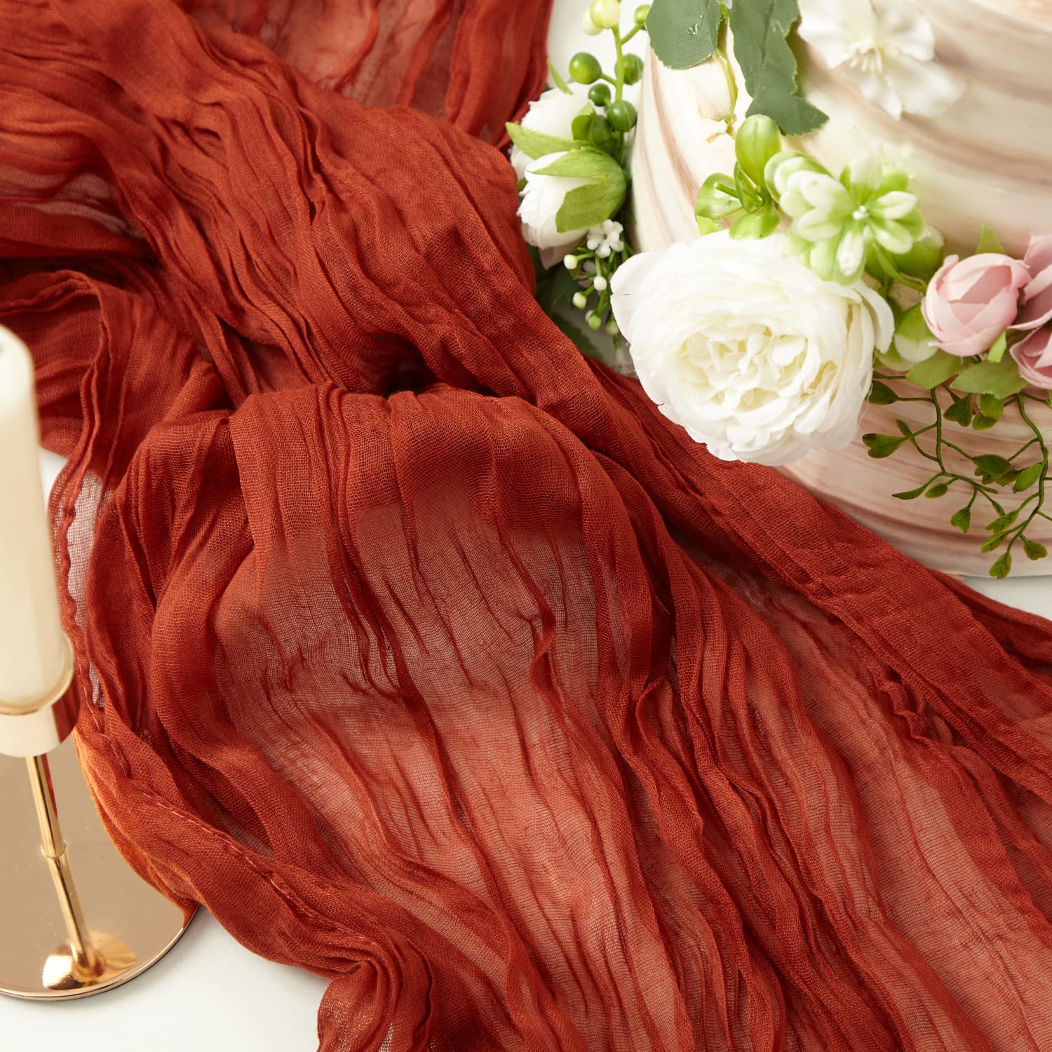 

Дорожка для стола из марли шалфейного цвета, полупрозрачная свадебная полупрозрачная персонализация в стиле ретро, бохо, праздничный обеденный стол, винтажный декор для стола, подарок 90x180cm ржавый