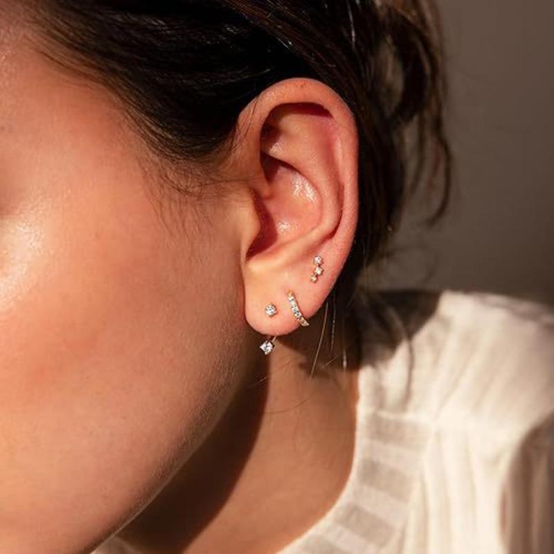 Luxury-Style New Earring Set - Copper Electroplated with Fine Set Zirconia - Fashionable Women's Round Earrings - Exquisite Ear Hooks