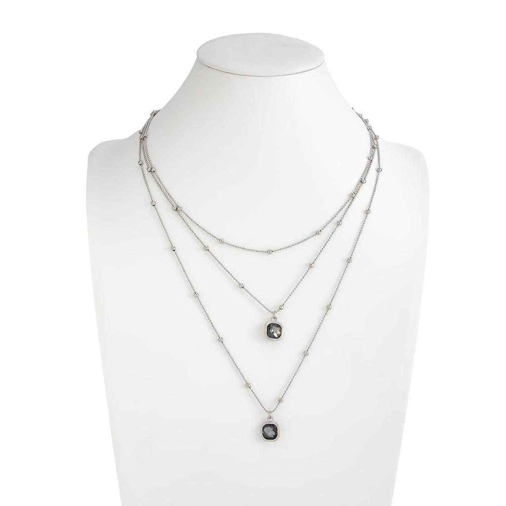 Neue Acryl Quadrat Anhänger Metall Runde Perlenkette Mehrschichtige Faltbare Trage Halskette für Frauen Trendiger Persönlichkeits Schmuck Geschenke