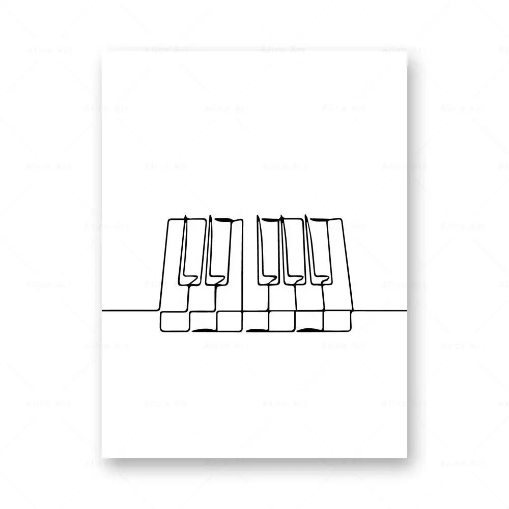 Draw Wall Art Canvas Poster Music Print Nordic Piano Guitar Saxophone Line Abstract Minimalist Painting Picture Living Room Deco