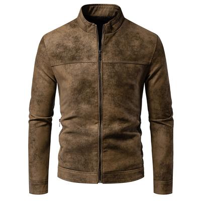Spring Autumn Retro Leather Jackets Casual Men's Wear Tie Dyed Washed Matte Process Casual Outerwear Fashion Motorcycle Leather