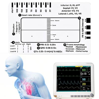 ECG 7 Step Ruler Portable ECG Guide Measurement Tool Transparent 7 Step Ruler for ECG/EKG Interpretation