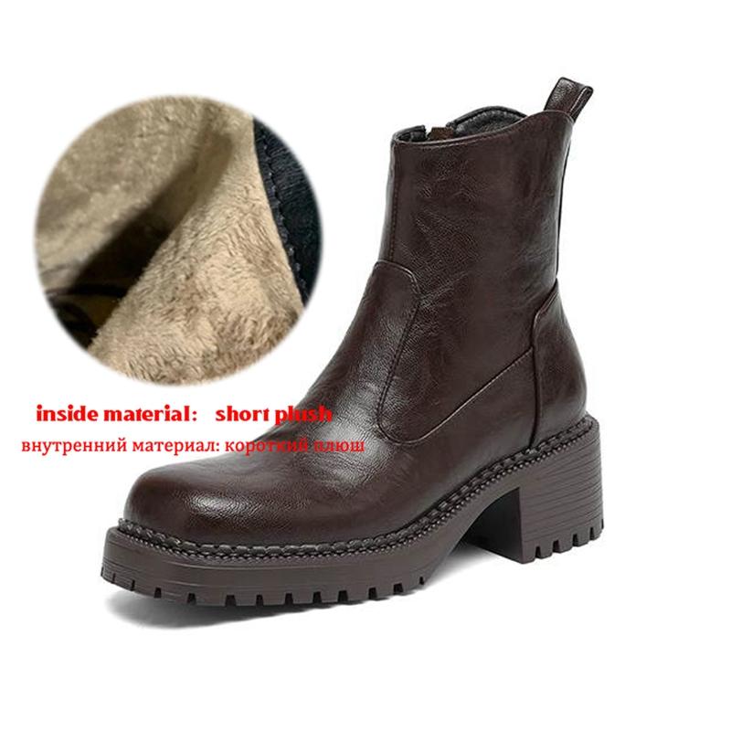 Krazing Pot Microfiber Winter Round Toe Modern Platform Size 33 Boots Size 43 Thick Bottom Women Ankle Boots