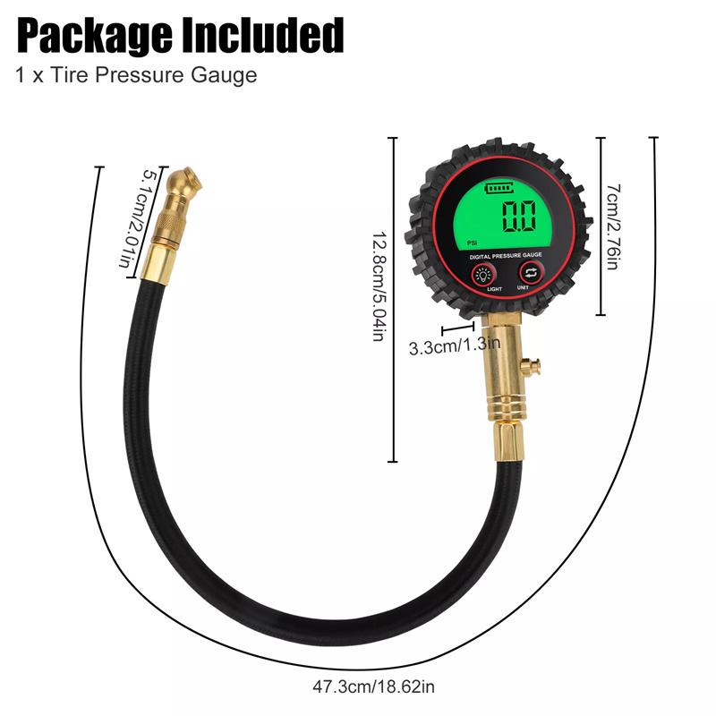 Digital Display Tire Air Pressure Inflator Gauges LED Backlight Vehicle Tester Inflation Monitoring Manometros With Hose