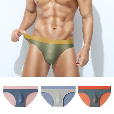 Calzoncillos para hombre de talle medio, cintura elástica, ropa interior transpirable, corte 3D U-Convexo, bragas finas sin costuras para uso diario