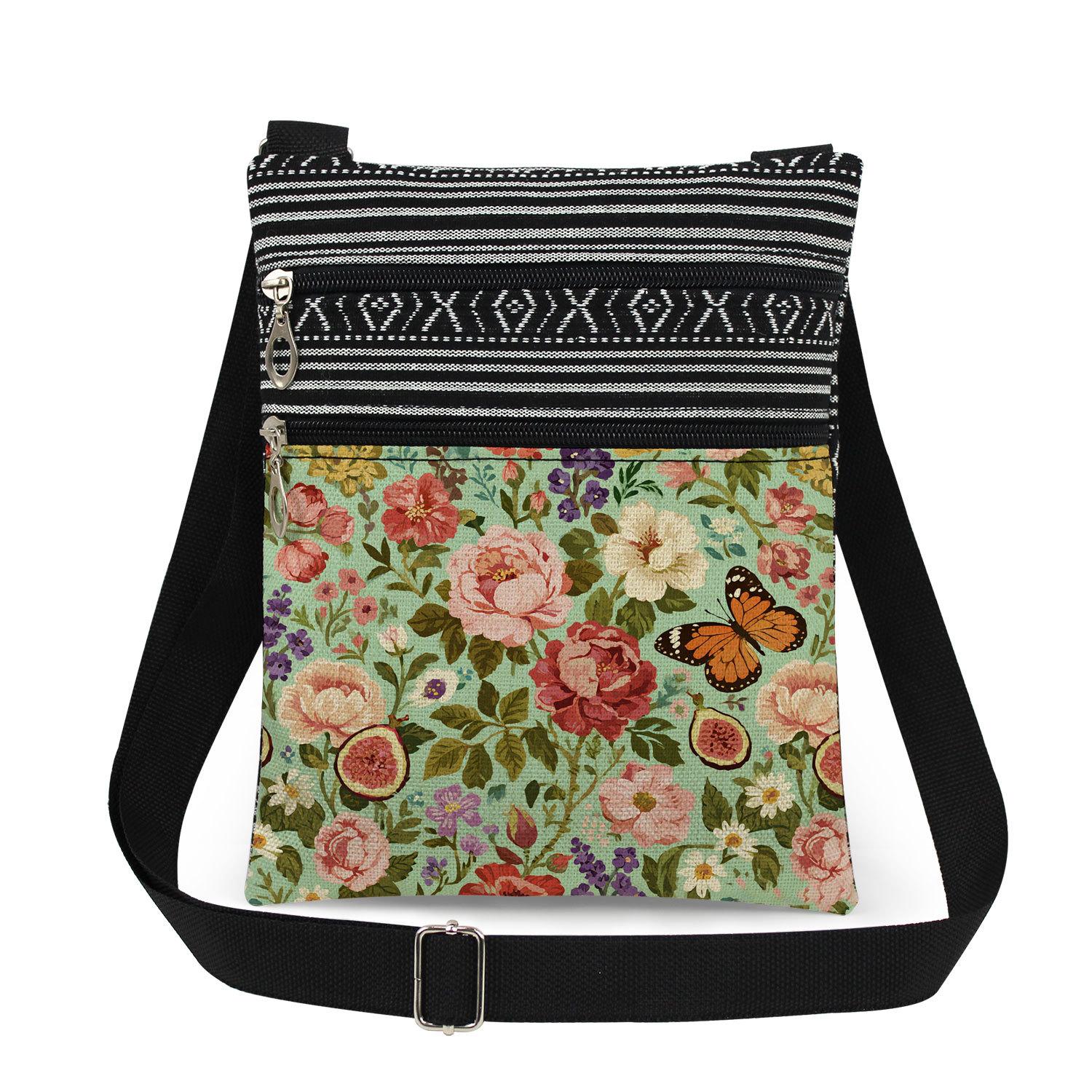 1PC Flower Print Tote Bags Women Shoulder Handbags Postman Package 6917 KTB